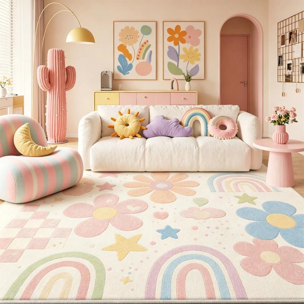 Cream Style Bedroom Decor Plush Carpet Large Area Carpets for Living Room Home Fluffy Soft Floor Mat Thicken Lounge Washable Rug
