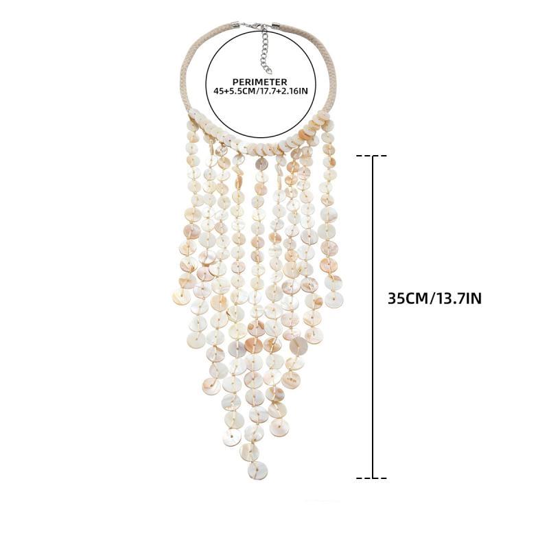 Bead Handmade Woven Shell Tassel Necklace Summer Beach Style Multi-Layered Collarbone Chain Women'S Fashion Jewelry Accessories