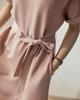 Elegant Mist Pink Lace A-Line Midi Dress with Short Sleeves for Spring & Summer