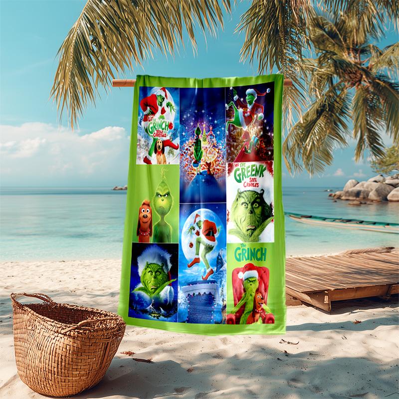 Christmas Gift Oscar Comedy Movie How the Grinch Stole Christmas soft beach towel outdoor camping vacation swinging beach scarf decorative blanket B19