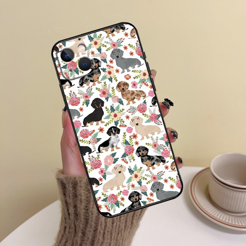 Cute Dachshund Dog Phone Case For iPhone 15 14 Plus 11 12 13 16 Pro Max Mini 7 8 X XR XS Max Cover