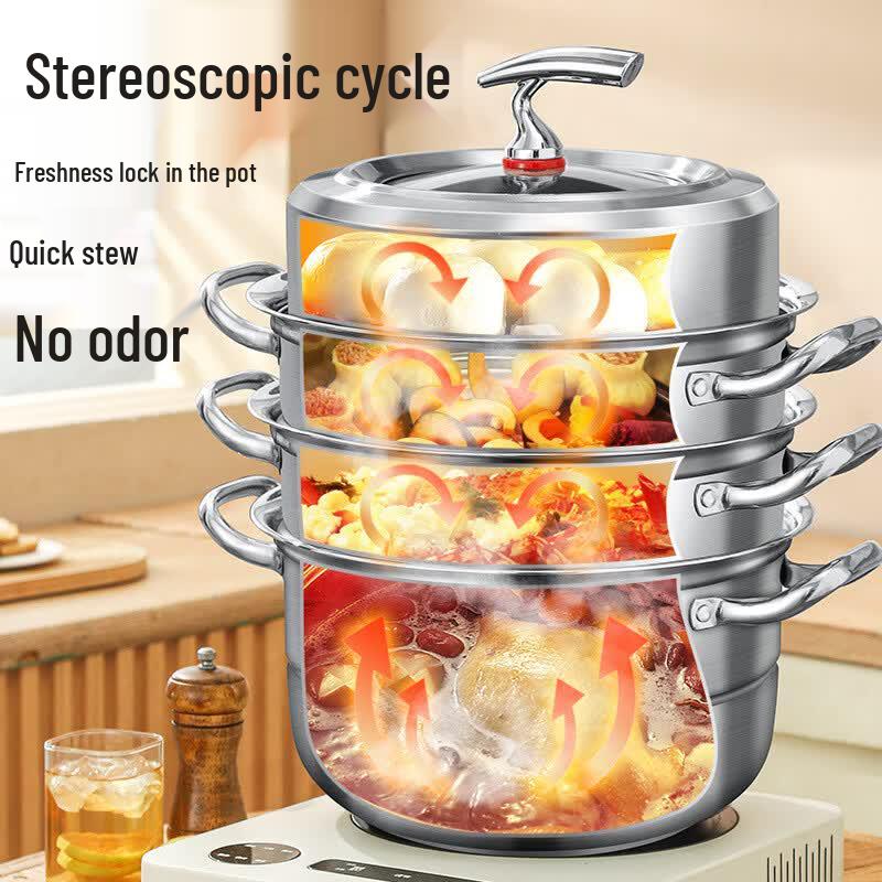 Wutuo 304 Stainless Steel Induction Steamer Pot