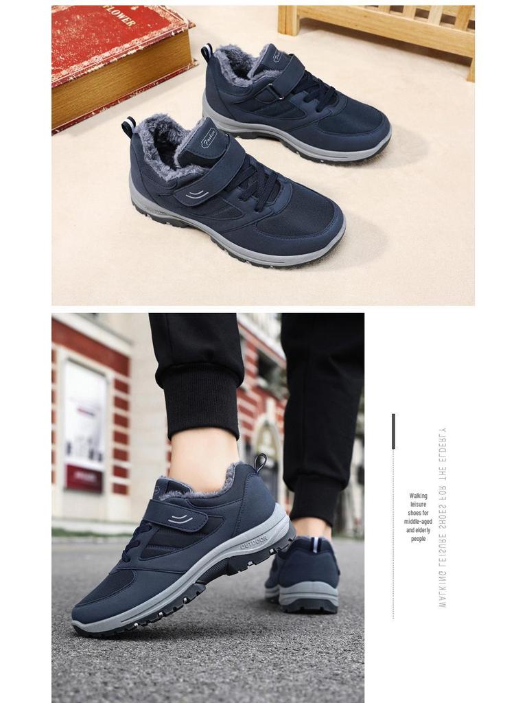 Men's Warm Winter Snow Boots, Plus Velvet, Thickened, Outdoor Fashion, Big Size Dad Shoes