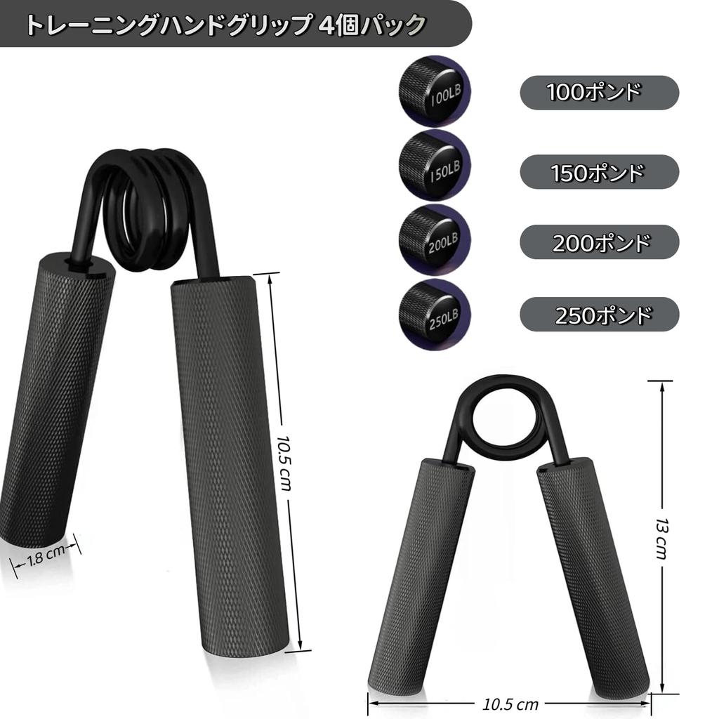 Hayexiha Hand Grip Strength Training Set 250 Metal Hand Grip Strengthening Tool for Beginners To Professionals Grips, 4-Piece (100, 150, 200, Lbs) -