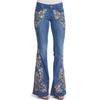 Jeans ricamati slim-fit lavaggio svasati donna