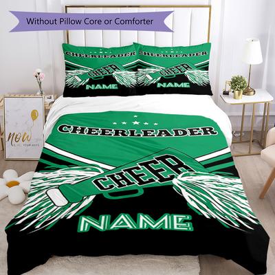 Green Customize Your Name Bedding Set Breathable Duvet Cover With Pillowcases Decorative Bed Linen For Bedroom Home Decoration Birthday Gift