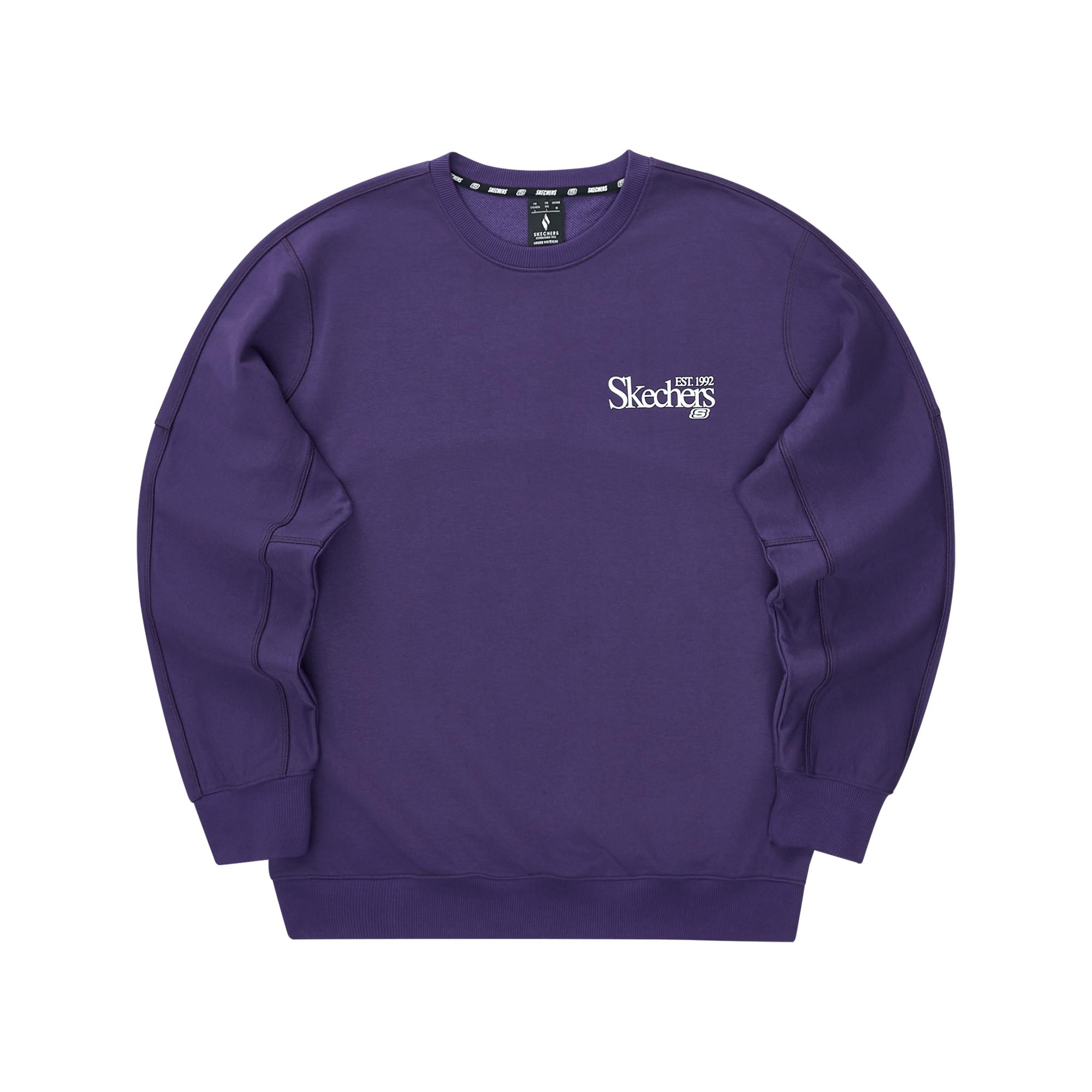Skechers Round Neck Letter Casual Comfortable Long Sleeve Sweatshirt Unisex sweatshirt Purple L324U064-04QU XS