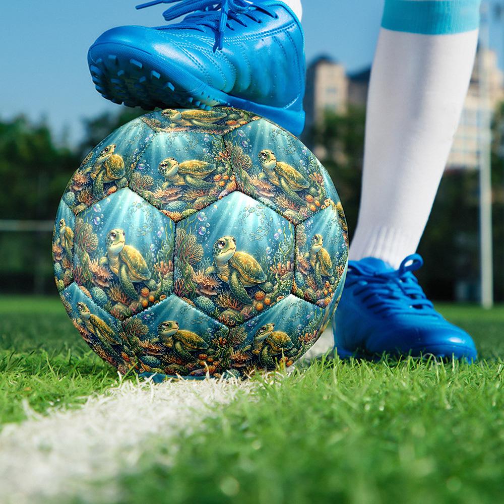 1pc Oceanic Serenity Theme Soccer Ball Football, Size 5, Lightweight PVC, Durable Outdoor Training Soccer Ball, Gift M61412