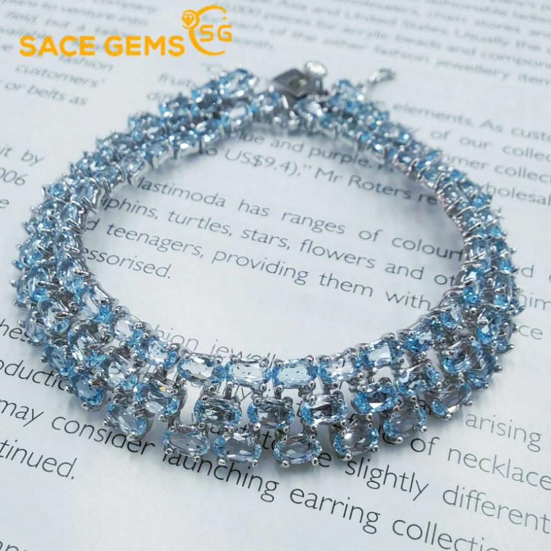 

SACE GEMS из стерлингового серебра 925 пробы с натуральным небесно-голубым топазом, браслеты для женщин, ювелирные изделия для помолвки, коктейлей и вечеринок синий
