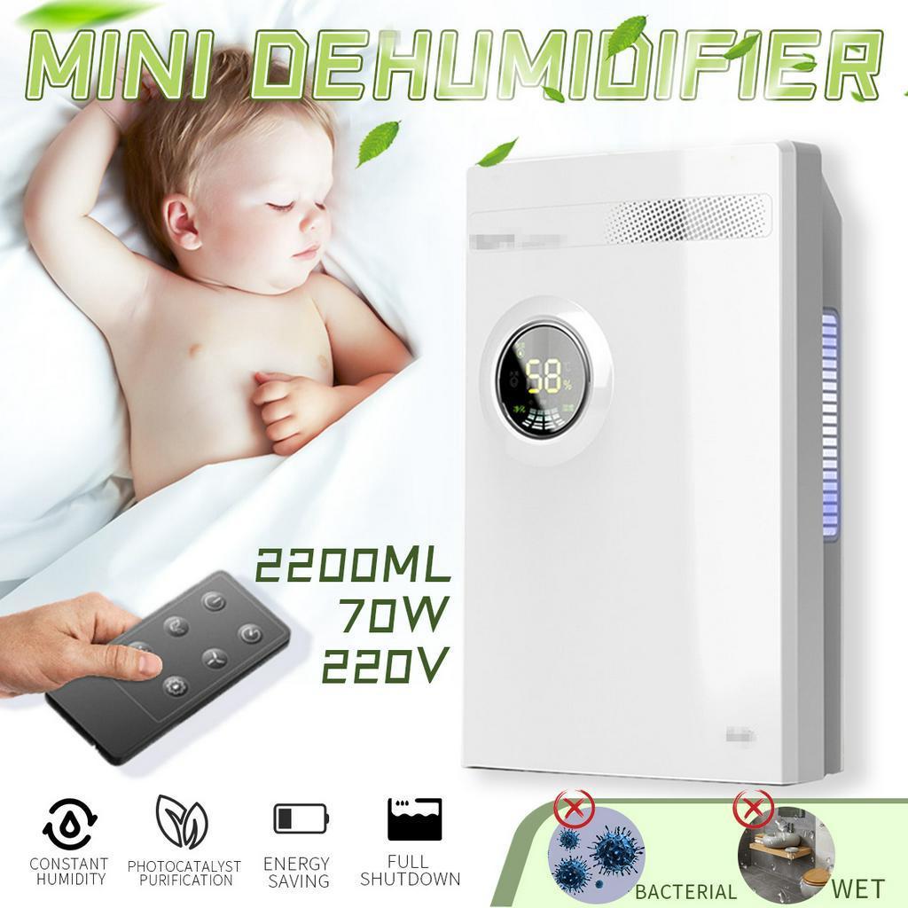 Office Home Dehumidifiers Mini Desiccant Compact LED Discplay Air Purifier Machine Automatic Power-off Dehumidifier White 2.2L AC 220V