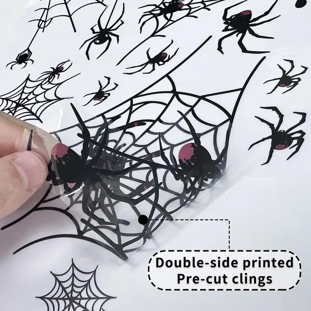 Halloween Decors Window Stickers Spider Web Glass Wall Stickers Trick or Treat Ghost Festival Happy Halloween Party Supplies