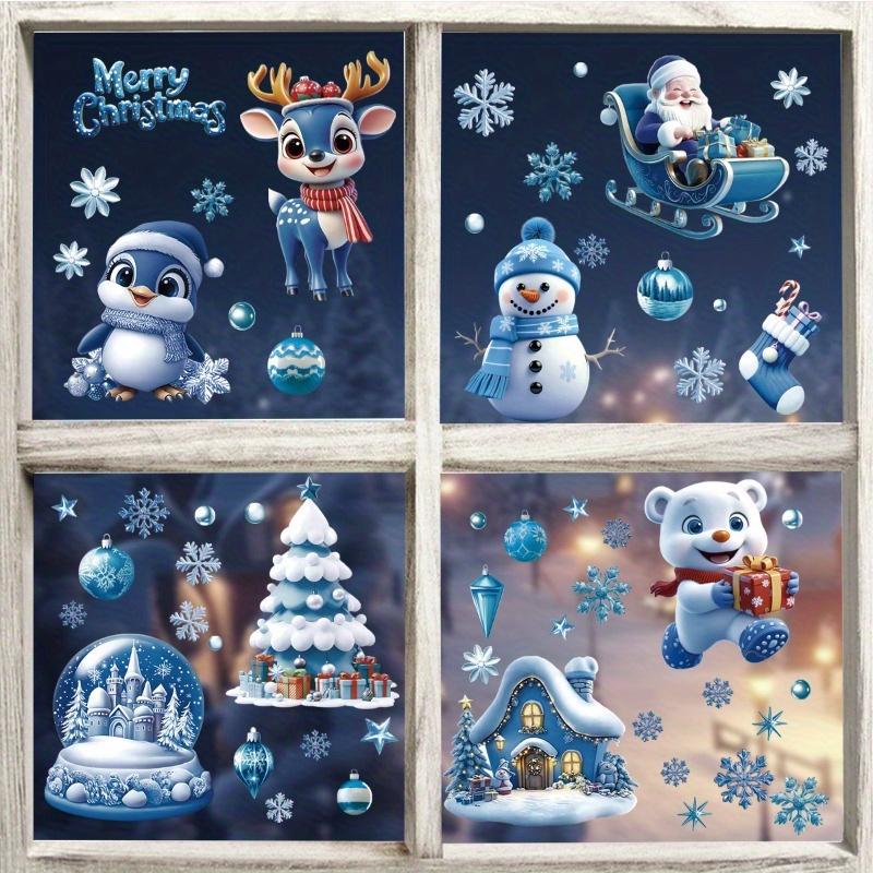 9 Sheets Christmas Window Clings Decorations - Cute Funny Double-Sided Static Stickers for Glass Windows, Perfect Decorations