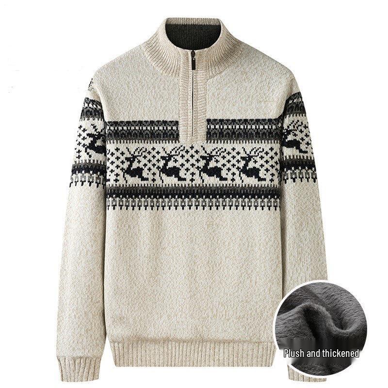 Fat Brother Plus Size Autumn/Winter Color Block Knit Sweater for Men 4XL