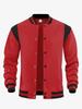 Men's Casual High Street Fleece-lined Patchwork Stand Collar Varsity Jacket