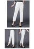 Summer Ice Silk High-Waist Elastic Pants for Middle-Aged and Older Women - Casual, Loose-Fit, Straight, Nine-Point Length