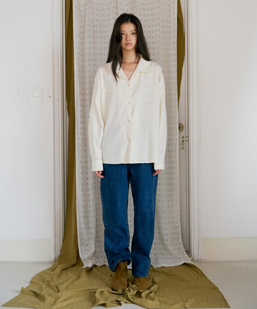 Poeteuseoul Double Collar Shirt_Cream