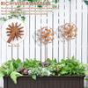 2Pcs Metal Decorative Garden Stakes Flower Patio Balcony Planter Garden Decor Home Yard Outdoor Rusty Finish Fence Decor