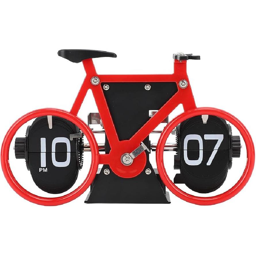 Desk Clock Bicycle Shape Flip Vintage Decor Clock for Desk Clock Flip Down Clock Novelty Desk Clock (Black)