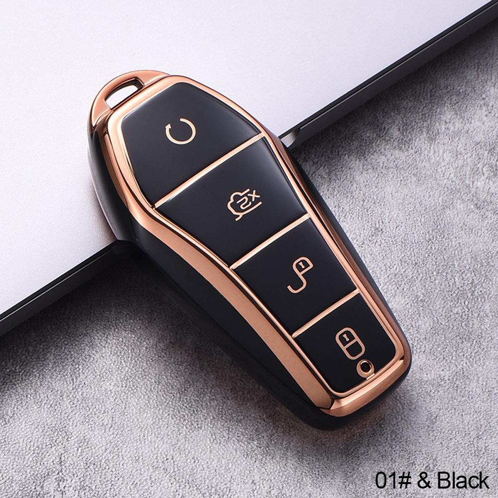 For BYD Qin Plusdmi Atto 3 Han EV Dolphin New Soft TPU Car Key Case 4 Buttons Remote Control Protect Cover Durable Accessories