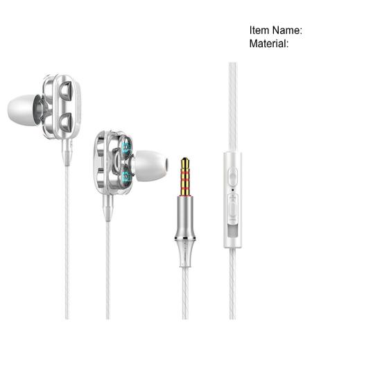 Dual Dynamic Circle Heavy Bass In-Ear Wired Earphone Headphone with Microphone