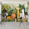 2D Kids Jungle Animals Backdrop, Paper Art Safari Photography Background