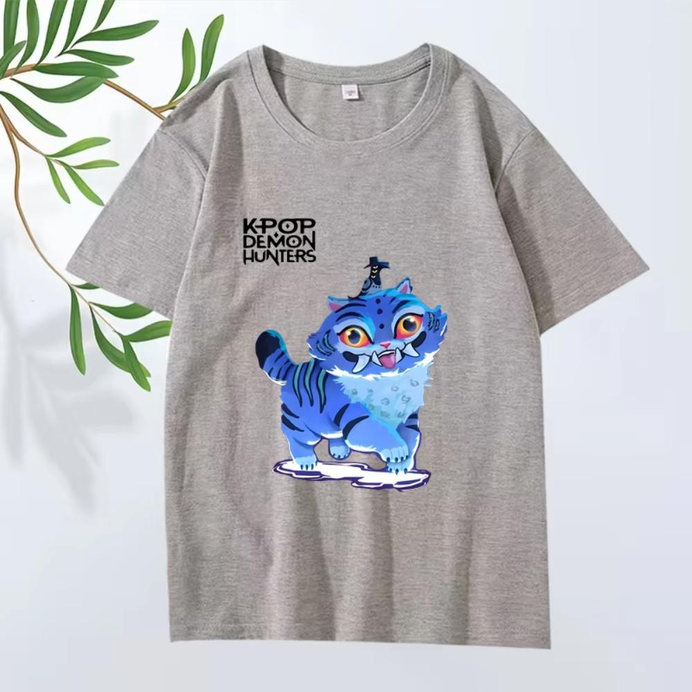Cute Demon Cat Kpop Demon Hunter Classic Anime T Shirt 2025 Men's Women Oversized Cotton Short Sleeve Summer Printed Unisex Tee