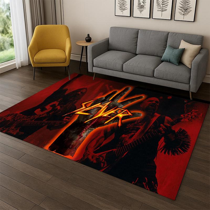 Tappeto Tappetino Retro Slayer Heavy Metal Rcck Band Segno per Camera da Letto Soggiorno Divano Zerbino Decorazioni per la Casa, Tappeto per Area Giochi Bambini Antiscivolo
