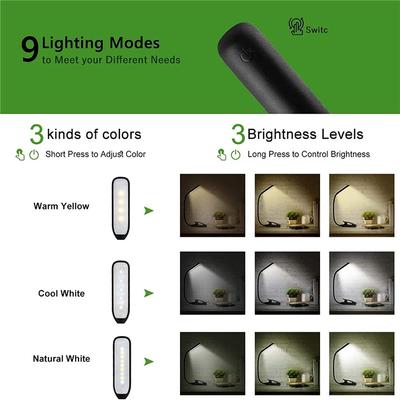 Mini lampe de lecture à 9 LED, rechargeable par USB, lampe à pince chaude, luminosité à intensité variable, lampe de bureau, veilleuse de lecture