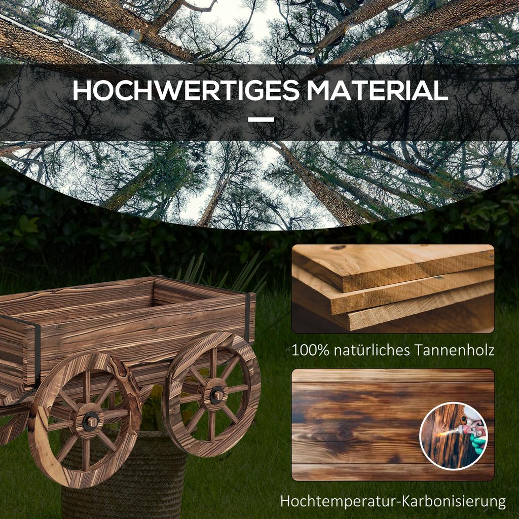 Zahradní kolečko, Dřevěný vyvýšený záhon, Odolný vůči povětrnostním vlivům. 120 x 41 x 50 cm, Hnědá
