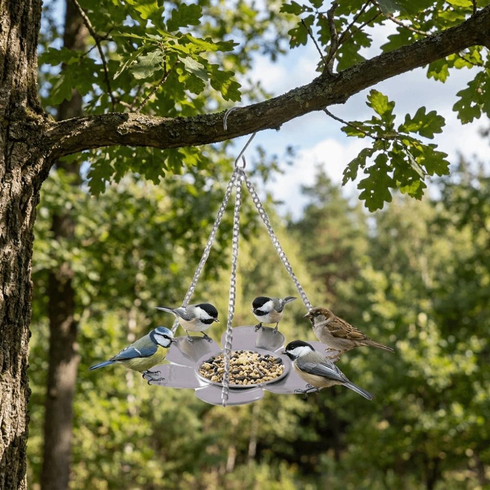 Metal Tray Hanging Bird Feeder Large Capacity Bird Bath Parrot Feeding Station  Garden Decoration
