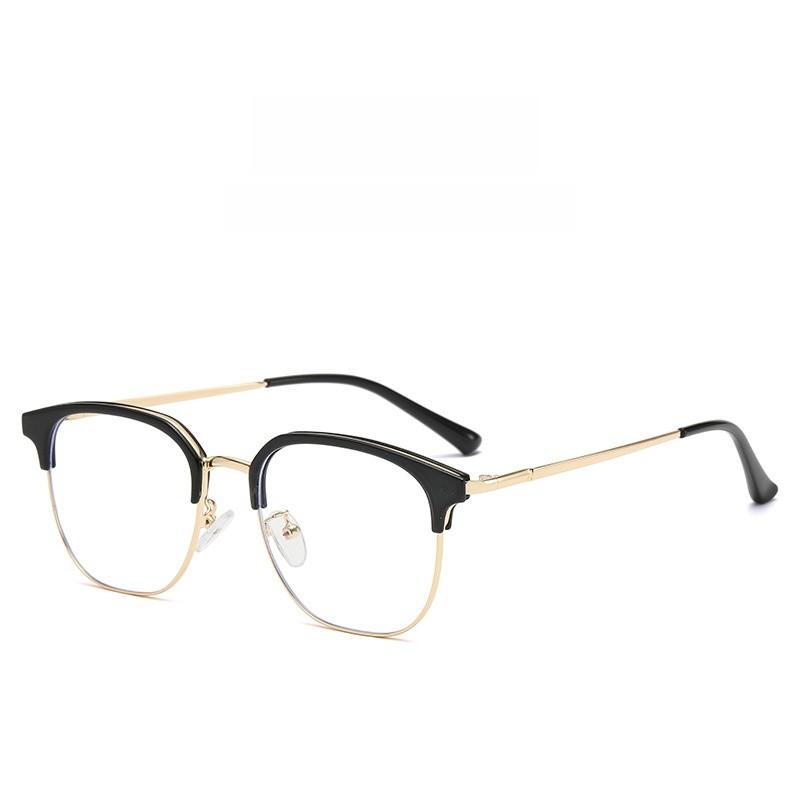 Business Style Half Frame Blue Light Blocking Glasses For Men Women With Pc Lenses For Casual Wear