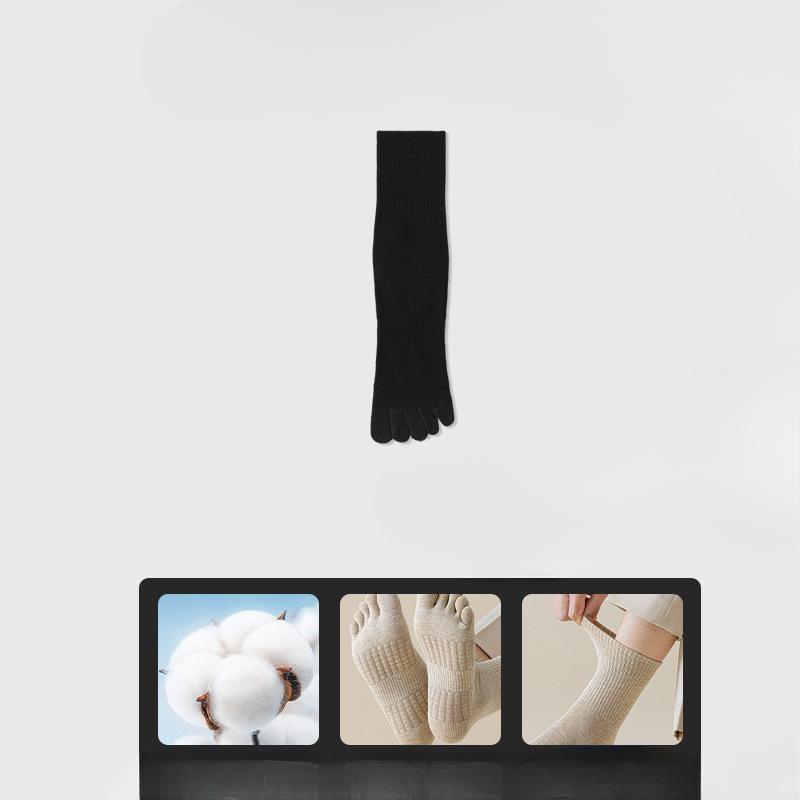 Five-fingered Socks for Men, Massage Soles, Spring and Autumn Mid-calf Socks, Antibacterial and Anti-foot Odor Toe Socks, Men's Long Socks