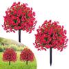 2pc Artificial Ball-Shaped Multicolor Flower Bush with Ground Stake for Garden Patio Flower Bed Yard Outdoor Party Decor