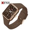 Fashion Women Men Watches Silicone Strap Creative Quartz Watch Square Watch Multi-function Clocks Wristwatch Gift