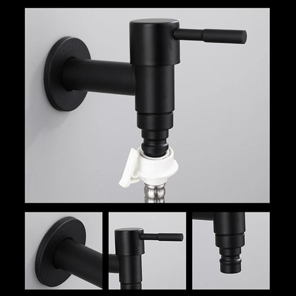 Brass Black Faucet Extended Outdoor Garden Faucet Wall Mounted Bathroom Corner Washing Machine Faucet
