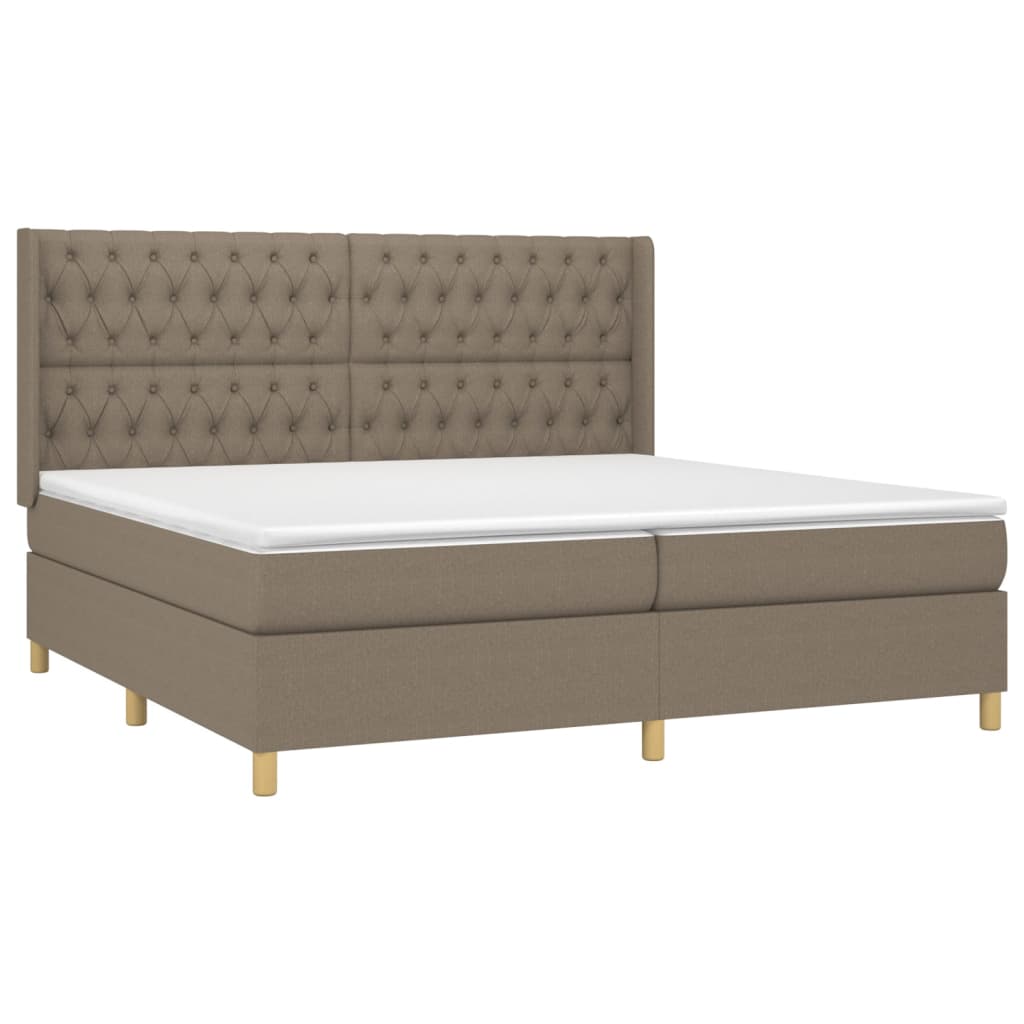 Vidaxl Letto Continentale Con Materasso, Taupe, Tessuto, 200X200 Cm