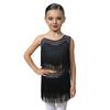 Vestido de Danza Latina para Niñas con Borlas, Flecos Asimétricos, Pedrería Brillante, Recorte, Disfraz para Actuación en Escenario