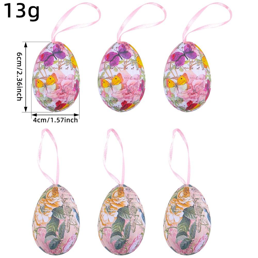 6PCS Plastic Easter Eggs Mini DIY Craft Bunny Eggs Hanging Ornament Colorful Multi-pattern Colorful Eggs Decoration