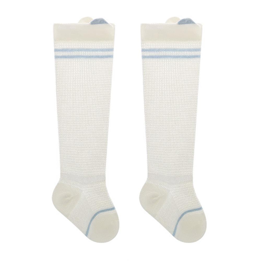 

Cartoon Ear Kids Calf Socks Stripe Summer Stockings Mosquito Prevention Socks Spring Summer S-blue stripes
