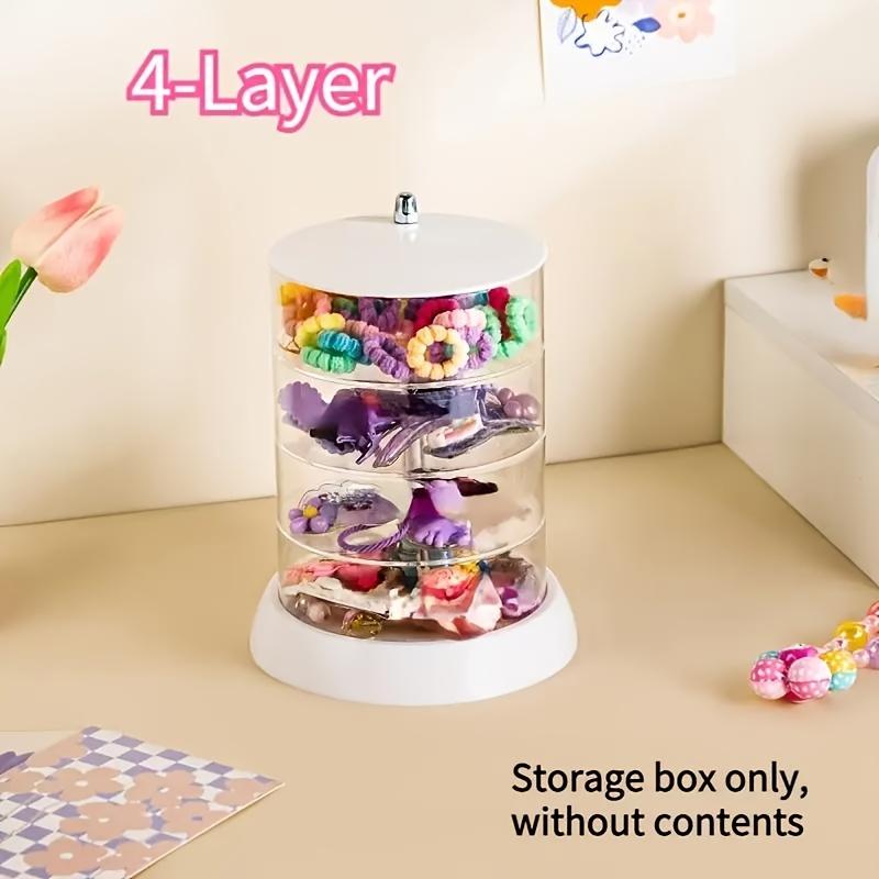 360° Rotating Makeup Storage Box – 3/4 Layer Plastic Transparent Organizer for Hair Accessories & Jewelry – No Power