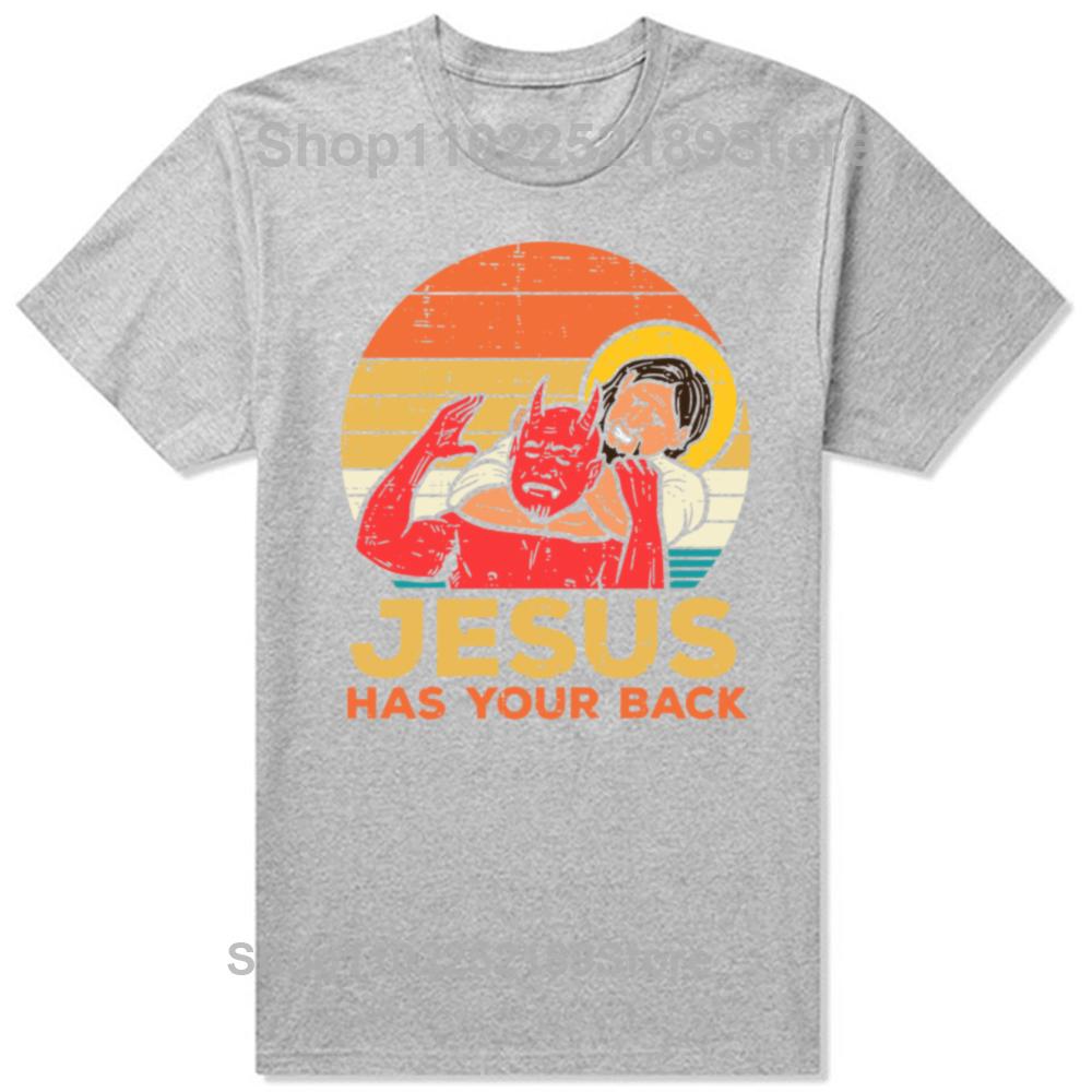 Men Clothing Jesus Has Your Back Jiu Jitsu Vintage Christian Short-sleeve Tops Male Kawaii Clothing Oversized T Shirt Hombre