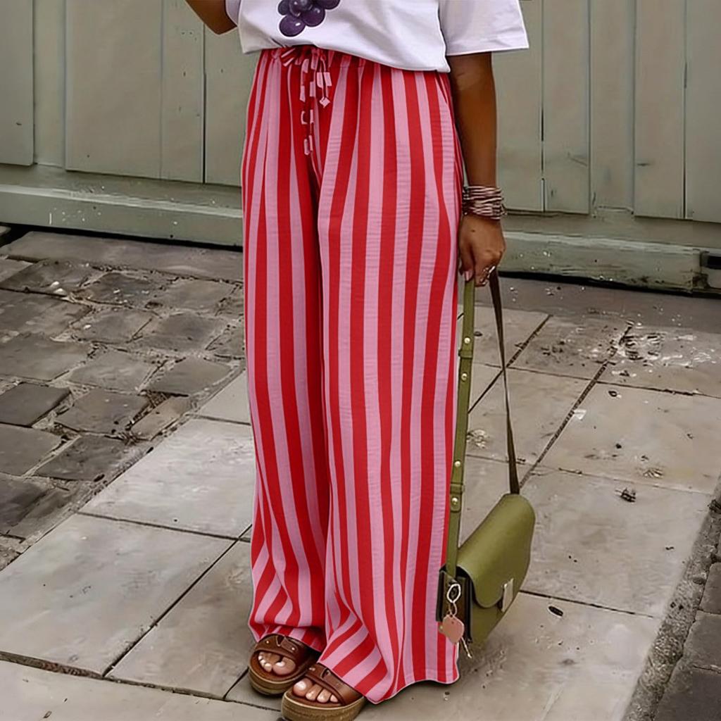 Women's Casual Straight Leg Jogger Pants Loose Fit with Elastic Cuffs for Summer