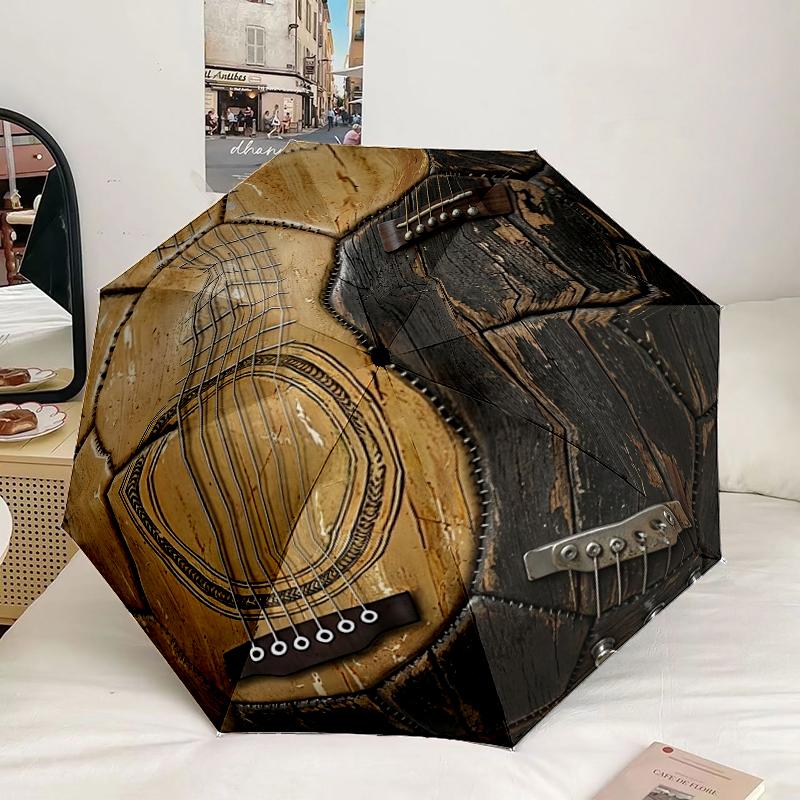 Flaming Soccer Ball Art Umbrella 8-Frame for Travel, Camping, Casual Lightweight Portable Umbrella, Essential for Every Family Holidays Gift