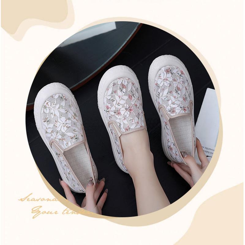 Old Beijing women's cloth shoes spring and summer new breathable mesh cloth lazy shoes light and comfortable hollow versatile fisherman shoes