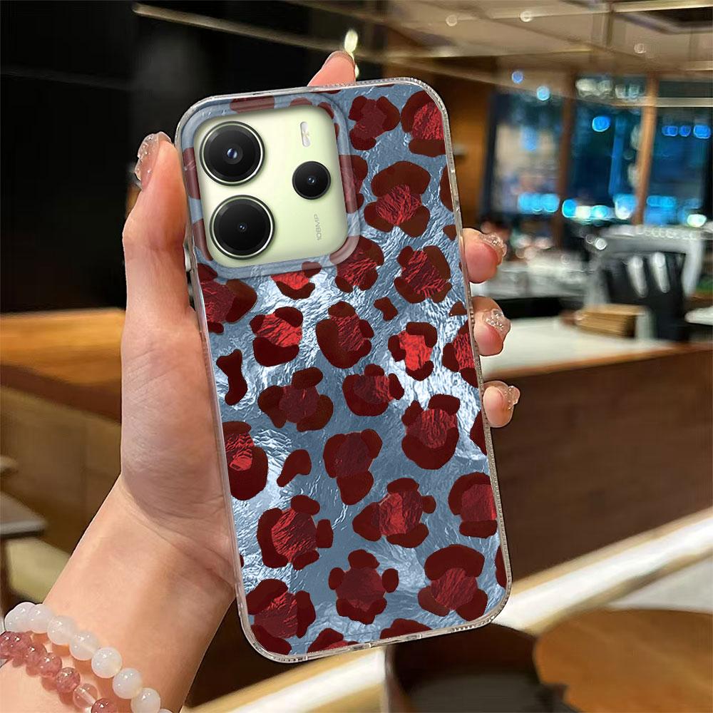 Korean Fashion Pink Leopard Print Phone Case for Xiaomi Redmi Note 15 14 13 12 11 10 10S 8 9 Pro 15C 9C 13C 14C A3 11S 9C Cover