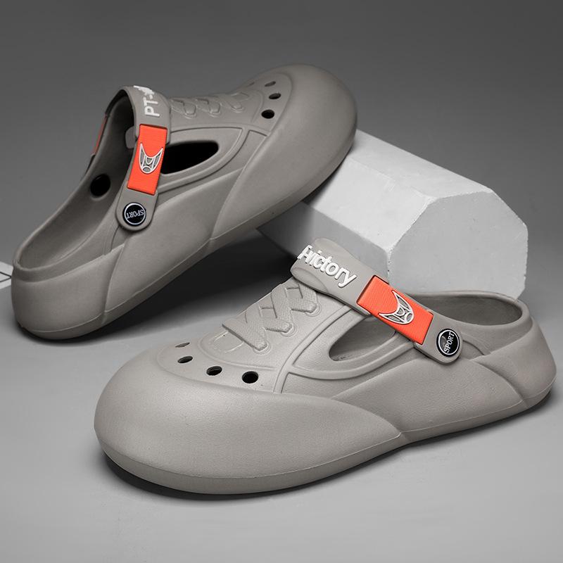 Hole shoes men's summer wear new casual slippers platform sandals men's beach shoes bag head sandals