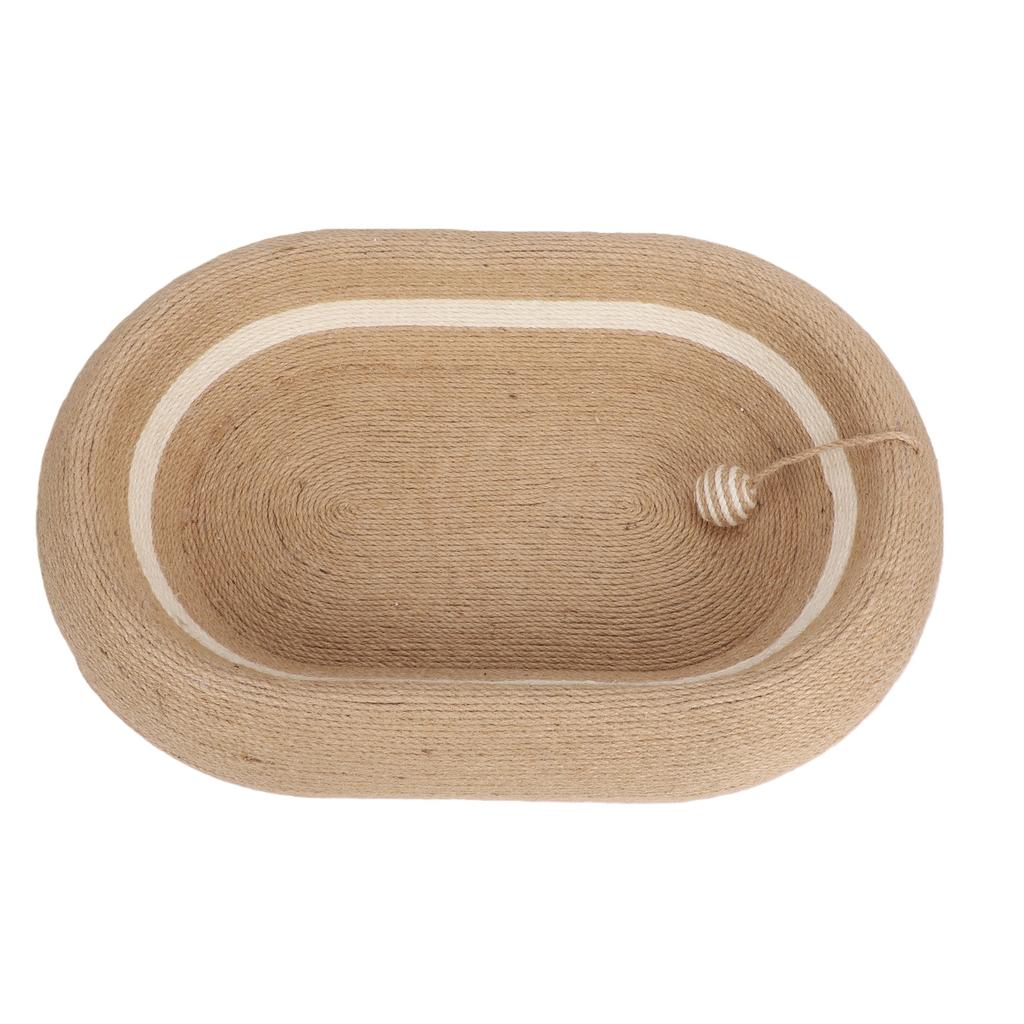 Sisal Cat Scratching Bed with Ball Interactive Ball Round Oval Rest and Scratch Pad Bowl for Home