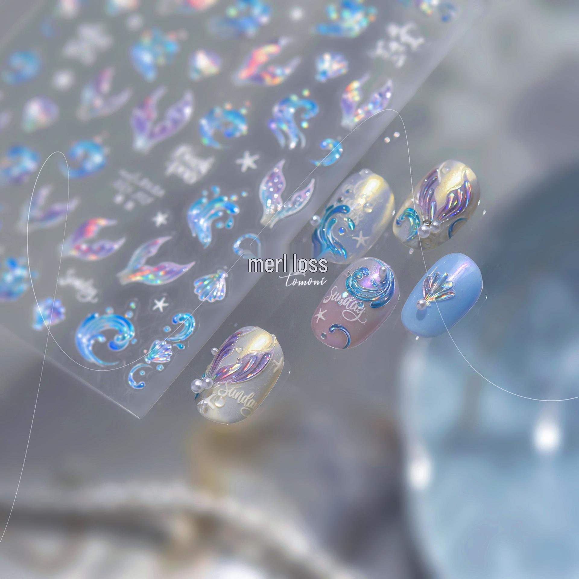 

Tomoni Minimalist Sea Wave Fishtail Jelly Nail Stickers