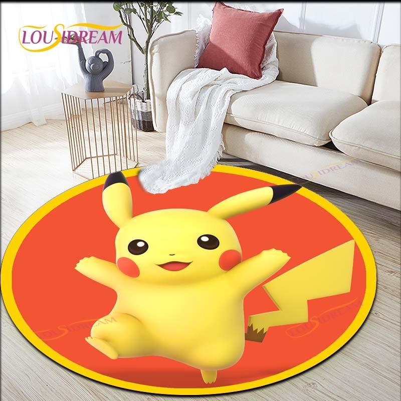 Çizgi Film Pokemon Pikachu Yuvarlak Halı Oturma Odası Halıları Alan Halısı Giriş Matı Yatak Odası Halı Paspası Çocuklar İçin Oturma Odası Halıları