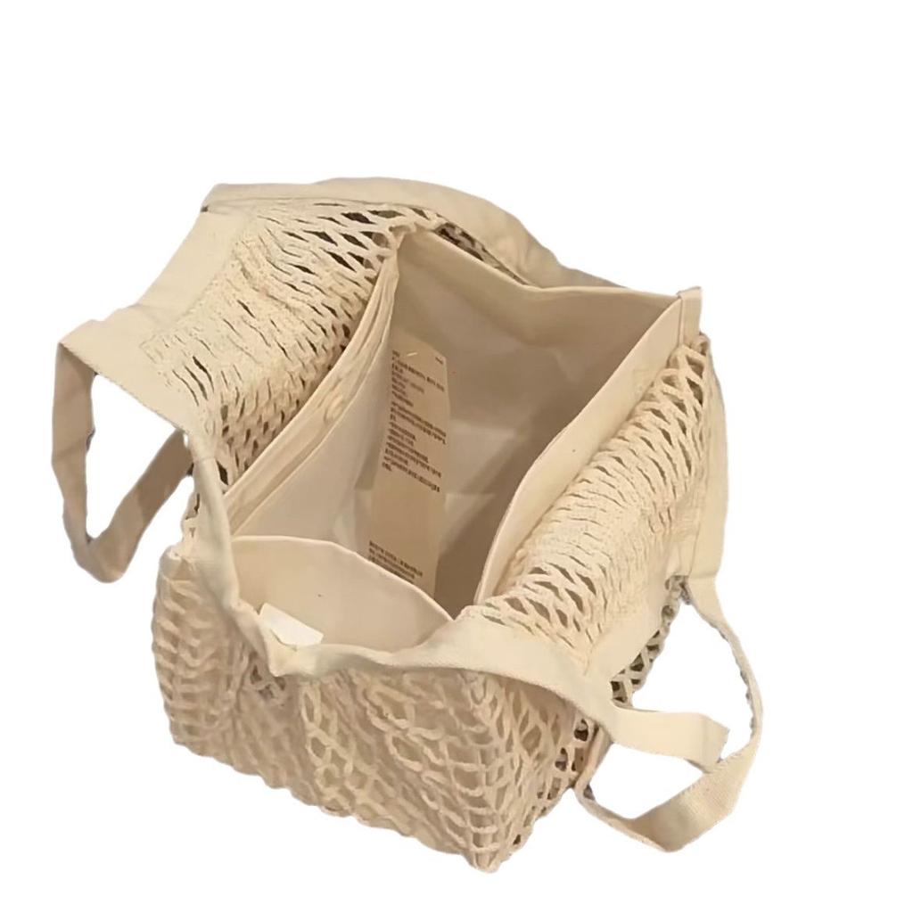 Cotton summer woven hollow handbag women's mesh bag